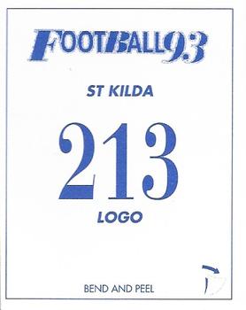 1993 Select AFL Stickers #213 St. Kilda Saints Back